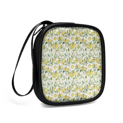 Portable Wireless Headphone Case, Lemon Print Earphone Storage Bag Carrying Case, Earbud Holder with Handle Headphone Bag Travel - color: Lemon Print