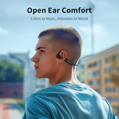 PSIER Bone Conduction Headphones, Bluetooth 5.4 Open Ear Headphones, 10H Playtime Bone Conduction Earbuds with Mic, IPX6 Waterproof Running Headphones for Hiking, Cycling, Gym (Black)