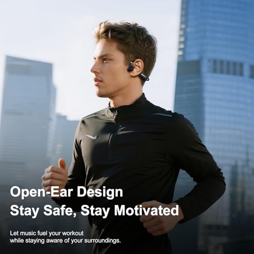 Open Ear Headphones, Running Headphones Bluetooth 5.4 with Built-in Mic, 22g Lightweight Comfort, 14H Battery & IPX5 Waterproof Sports Headphones for Running, Cycling, Gym, Walking - color: Black