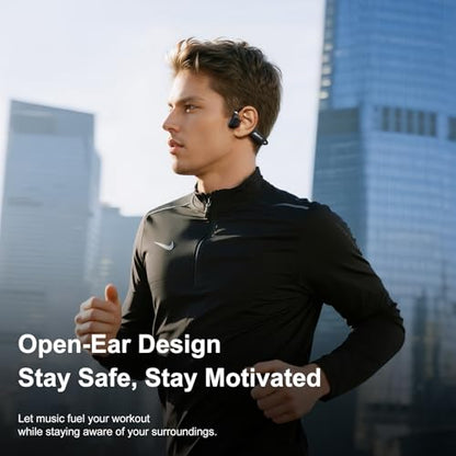 Open Ear Headphones, Running Headphones Bluetooth 5.4 with Built-in Mic, 22g Lightweight Comfort, 14H Battery & IPX5 Waterproof Sports Headphones for Running, Cycling, Gym, Walking - color: Black