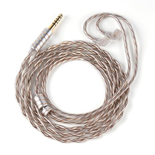 NICEHCK MixDNA IEM Cable, 6N Silver-Plated Copper IEM Upgrade Cable, OFC Mixed in-Ear Monitors Cords, Earphone Balanced Cables with 3.5mm/4.4mm Plugs for Audiophile Singers (4.4mm with QDC) - size: 4.4mm With QDC