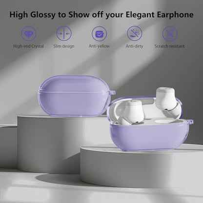 Aircawin for Beats Solo Buds Case Clear,TPU for Beats Solo Buds Cover 2024 | Shockproof Full Protective Soft Transparent TPU Cover for Beats Solo Earbuds with Keychain and Cleaning Pen-Violet - color: Light Purple