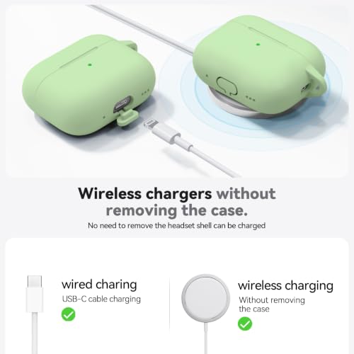 Ljusmicker for AirPods Pro 3 Case 2025 with Cleaner Kit,Pastel Green | Soft Silicone Protective Cover for Apple AirPod Pro 3rd Generation Case with Keychain for Women Men,Shockproof - color: B1-Pastel Green