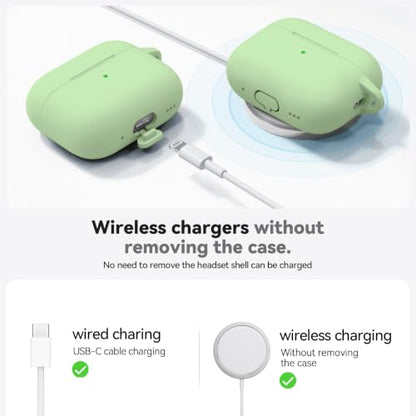 Ljusmicker for AirPods Pro 3 Case 2025 with Cleaner Kit,Pastel Green | Soft Silicone Protective Cover for Apple AirPod Pro 3rd Generation Case with Keychain for Women Men,Shockproof - color: B1-Pastel Green