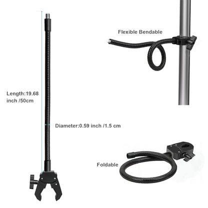 Gooseneck Microphone Stand, 19.69" Flexible Adjustable Arm with Super Crab Clamp Mic Clip, 3/8"-16 to 5/8"-27 Adapter Mount, Compatible with Shure/Fifine/AT2020/Pyle/Blue Snowball/Razer