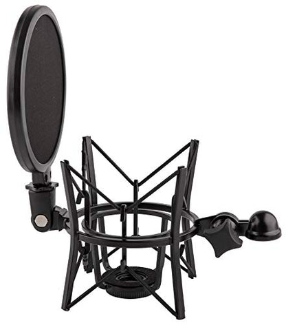 Microphone Shock Mount with Integrated Pop Shield for Rode Mics like K2, NT1-A,NT1000, NT2-A, NT2000, NTK, Podcaster and Procaster (20mm Internal Thread).
