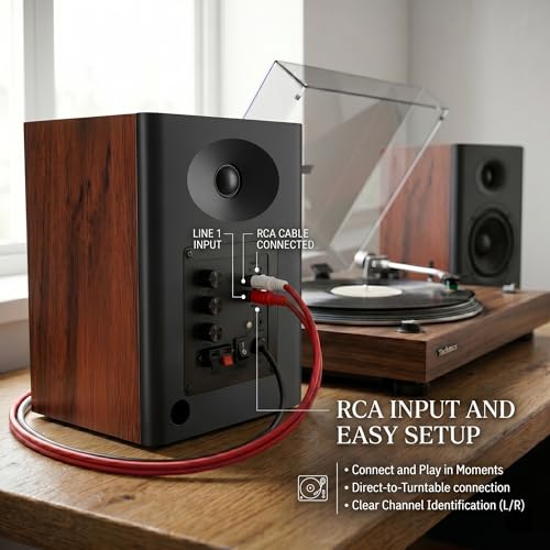 4-Inch Powered Bluetooth Bookshelf Speakers, Black - color: Walnut