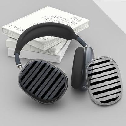 Joyland Silicone Case for AirPods Max Headphones,Stripe Soft TPU Ear Cups Cover/Ear Pad Cover/Headband Protection for Apple AirPods Max USB-C/Lightning (2024/2020),Clear Black - color: Black-Stripe
