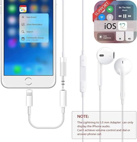 Headphone Adapters, 2 Pack 3.5mm Audio Aux Adapter Dongle | Compatible with iPhone 14 13 12 11 Pro XR XS Max X 8 7 6s Plus, Headphone/Earphone Jack