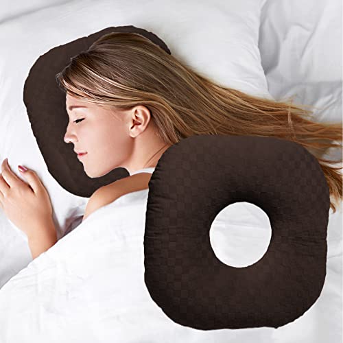 Ear Piercing Pillow with Hole for Cartilage Piercings, CNH Support - color: Dark Brown