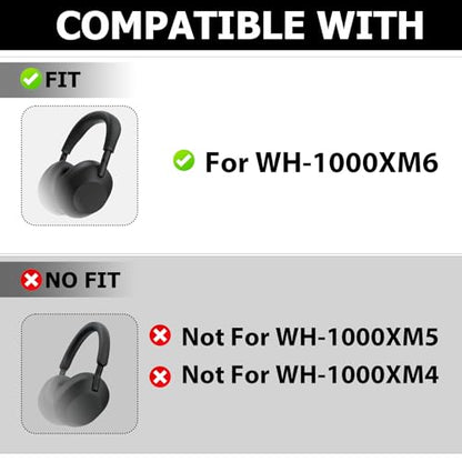 WH-1000XM6 Silicone Ear Pads Cover for Sony WH-1000XM6 Headphones,Ear Cushion Protector, Headphones Accessories Non-slip washable(Black)