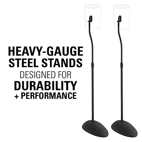 SANUS Height Adjustable Speaker Stands for Home Theater - Durable Design w/Tear Drop Base Fits Speakers up to 4lbs - 13" of Tool-Free Height Adjustment - Easy DIY Assembly