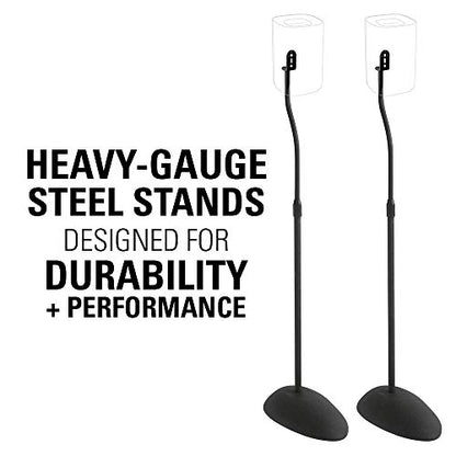 SANUS Height Adjustable Speaker Stands for Home Theater - Durable Design w/Tear Drop Base Fits Speakers up to 4lbs - 13" of Tool-Free Height Adjustment - Easy DIY Assembly