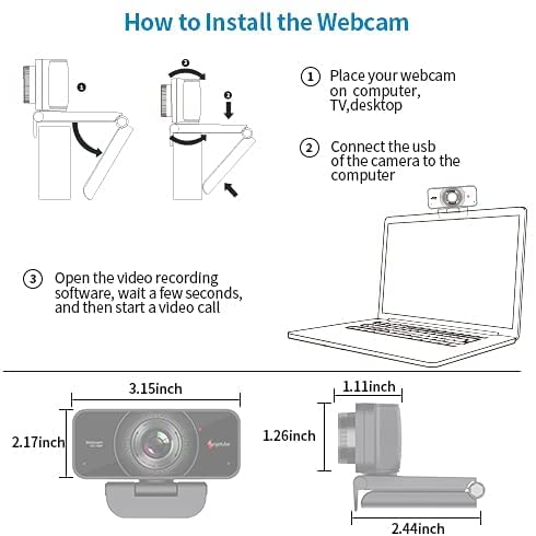 Angetube 1080P Webcam with Microphone, USB Computer Web Cam for Desktop | USB Computer Web Camera for PC Laptop Desktop Mac, 2 Mics, HD PC Web Cam for Zoom Teams, Streaming Video Conferencing Calling