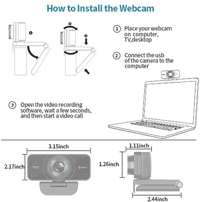 Angetube 1080P Webcam with Microphone, USB Computer Web Cam for Desktop | USB Computer Web Camera for PC Laptop Desktop Mac, 2 Mics, HD PC Web Cam for Zoom Teams, Streaming Video Conferencing Calling