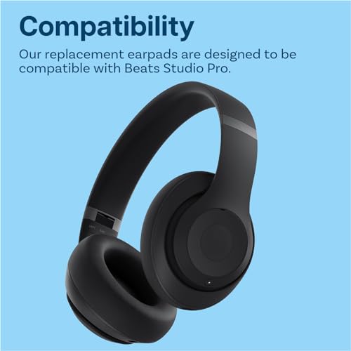Ear Pads Replacement for Beats Studio Pro Wireless Noise Cancelling Headphones by MMOBIEL – Memory Foam and Protein PU Ear Pad Cushions – Noise Isolation Earpads Replacement – Black - color: Black