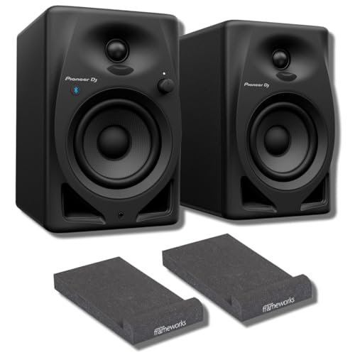 Pioneer DM-40D-BT 4-inch Desktop Active Monitor Speakers with Bluetooth (Pair, Black) with Studio Monitor Isolation Pads