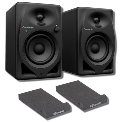 Pioneer DM-40D-BT 4-inch Desktop Active Monitor Speakers with Bluetooth (Pair, Black) with Studio Monitor Isolation Pads