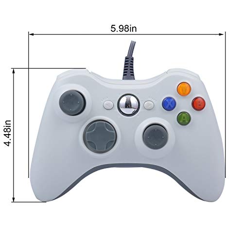 ONE250 USB Wired Game Pad Controller, Compatible with Xbox 360, Xbox 360 Slim, Windows PC - Replacement USB Wired Gamepad (White) - color: White