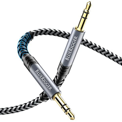 BlueRigger 3.5mm Stereo Audio Cable (15FT, 24K Gold Plated Jack, Auxiliary Cable, Male to Male, Hi-Fi Sound) – Aux Cord for Headphones, Home Car Stereo, Speaker, Amplifier, Phones, Tablets, Laptops - size: 15FT