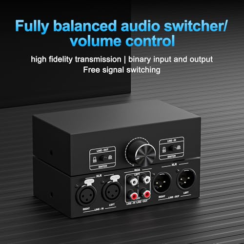 Y.D.F RCA and XLR Selector Switch Boxes, 2(1)-in-1(2)-Out RCA/XLR Speaker Switcher Selector, HiFi Balanced Stereo Audio Switcher/Converter Premium Selector Splitter Box with Volume Controller - color: Bi-Directional RCA + XLR Switch Box
