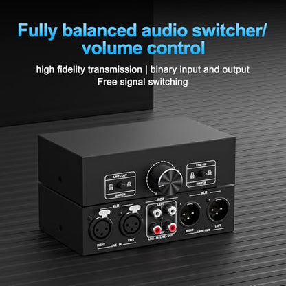 Y.D.F RCA and XLR Selector Switch Boxes, 2(1)-in-1(2)-Out RCA/XLR Speaker Switcher Selector, HiFi Balanced Stereo Audio Switcher/Converter Premium Selector Splitter Box with Volume Controller - color: Bi-Directional RCA + XLR Switch Box