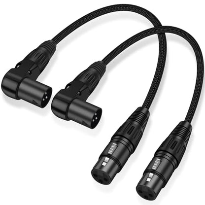 Right Angle XLR Cable, Adjustable-Angle Male to Straight Female Microphone Cable Cord, 90 Degree XLR Adapter for Mixer,Recorder,1 FT-2 Pack