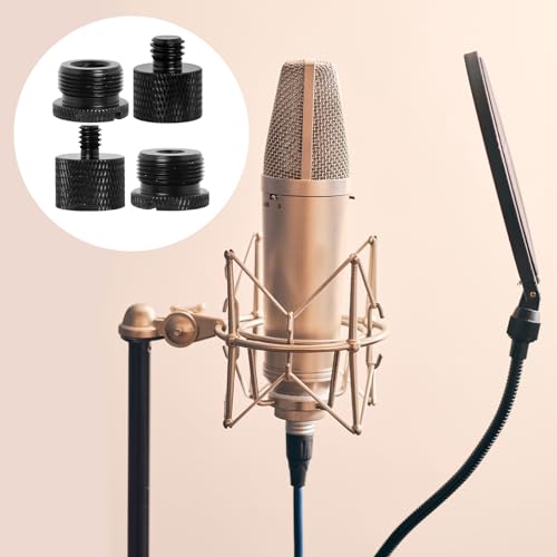 8Pcs Mic Stand Adapter,Screw Thread Adapter Set for Microphone,5/8 Female to 3/8 Male and 3/8 Female to 5/8 Male, 5/8 Female to 1/4 Male and 1/4 Female to 5/8 Male Adapters(Black)
