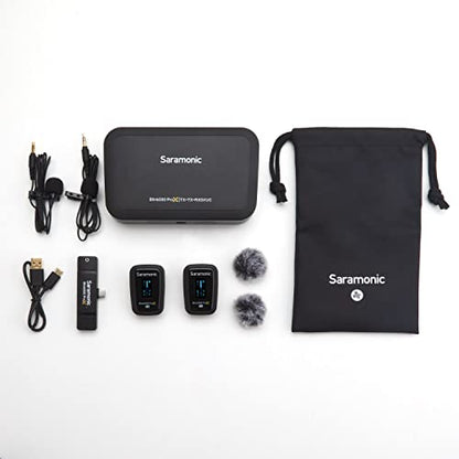 Saramonic Blink 500 Pro X B6 2-Person Wireless Mic System w/Lavaliers & USB-C Receiver for iPhone 15, Android, iPad, Mobile & Computers, Black
