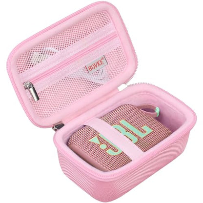 BOVKE Carrying Case Compatible with JBL Go 4 Portable Bluetooth Wireless Speaker, Extra Mesh Pocket for Charging Cables and Accessories, Pink - color: Pink