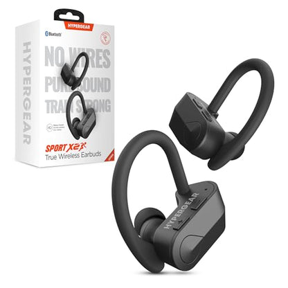 HyperGear Sport X2 True Wireless Bluetooth Earbuds - Ear Buds with HD Stereo Sound & Secure Fit Hooks, Quick Charge Earphones with Microphone