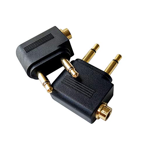 Posdou Dual 3.5mm Male to 3.5mm Female Airplane Headphone Adapter Gold Plated (2 Pack)