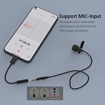 USB C Headphone Adapter with 192KHz/24-bit DAC Compatible with Samsung S25/S24/S23/S22 Ultra, Tab S10/S9/S8/S7/S6, iPhone 17/16/15, iPad Pro 13/12.9/11, iPad Air 13/11h, Pixel 10/9/8/7/6 Pro - color: Black, 192KHz/24-bit