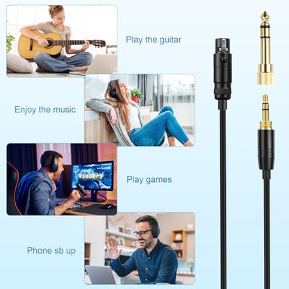 Replacement Coiled Audio Cord MINI XLR 3 Pin to 3.5 & 6.35mm Wire Compatible with AKG K712 K701 K702 K271 K272 K275 K240 K241 K267 K141 K171 K175 K181 M220 and Pioneer HDJ-2000 Headphones (5~10ft)