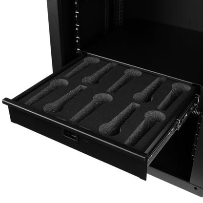 Gator Rackworks Wired Microphone Rack Mounted Drawer with Lock - Fits 10 Wired Microphones, 2U Size (GRW-DRWMIC10) - size: 2U Rack Space - Wired Mic Insert, style: Wired Mic Drawer