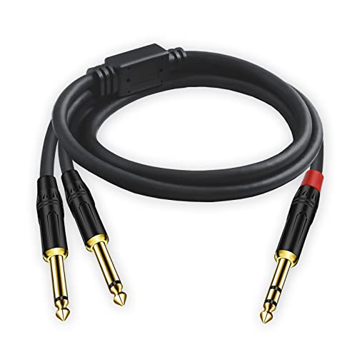 1/4 Inch TRS Stereo Y Splitter Insert Cable, Gold Plated Audiowave Series 6.35mm Male to Dual 6.35mm TS Male Mono Breakout Cable, Audio Cord (3.3FT / 1PACK) - size: 3.3 FT