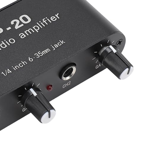 GOWENIC Dual Channel Sound Amplifier, 1/4 Inch 6.35mm Sound Preamplifier with Balanced Inputs Independent Adjustment Compatible with Sound Instruments, Amplifiers, Microphones
