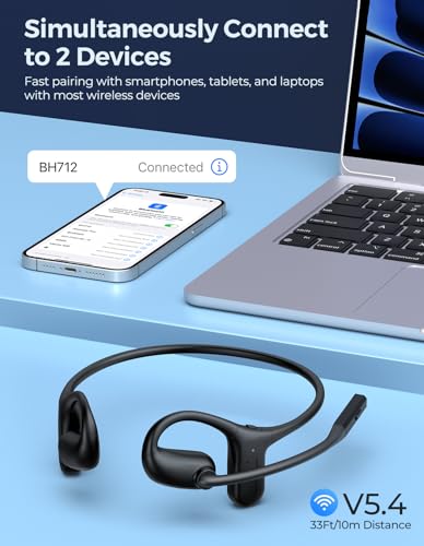 Wireless Headset with Charging Dock, Open Ear Headphones with Mic - size: Medium