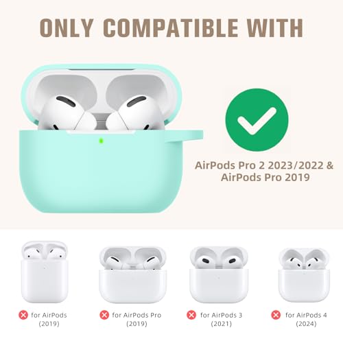 Hamile Compatible with AirPods Pro Case Protective Silicone Case Shockproof Cover Skin for Apple AirPod Pro 2019 Charging Case, with Keychain, Mint Green - color: Mint Green