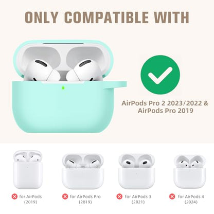 Hamile Compatible with AirPods Pro Case Protective Silicone Case Shockproof Cover Skin for Apple AirPod Pro 2019 Charging Case, with Keychain, Mint Green - color: Mint Green