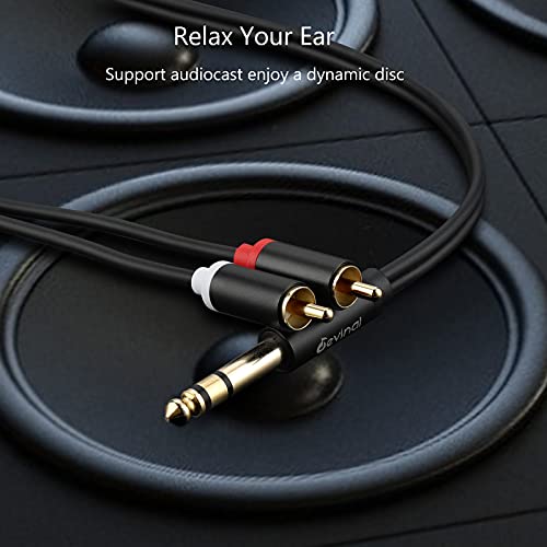 1/4" inch TRS to RCA Y Splitter Cable, 6.35mm Quarter inch Stereo to 2 RCA Phono Insert Audio Breakout Cable, Cord 10 FT/ 3 Meters - size: 10 FT