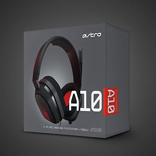 Xbox One/닌텐도 스위치 / PS4 / PC 및 Mac 용 ASTRO 게이밍 A10 헤드셋 - 로지텍의 유선 3.5mm 및 붐 마이크 - 대량 포장 - 레드/블랙
