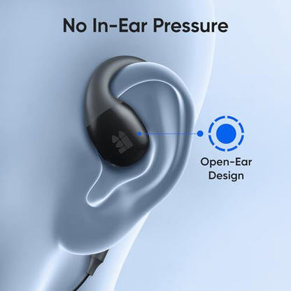 Middle Rabbit S6 Open Ear Earbuds with Mic, Wired Open Ear Headphones for PC Computer Laptop, Over The Ear, Ear Hook, Inline Control, Perfect for Calling, Online Meeting, Call Center, 3.5mm Jack