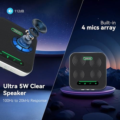 Wireless Conference Speaker and Microphone, 2-in-1 Daisy Chain Bluetooth Speakerphone with 4 Mics Arrays and 360° Voice Pickup and Noise Reduction,Bluetooth/USB/Dongle connection Methods for 30 People - color: Jet