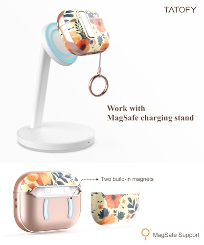 TATOFY for AirPods Pro 2nd Generation Case with Lock Carabiner Cleaner, Slim AirPod Pro 1st & 2nd Hard Case Cover, Compatible with MagSafe (Yellow) - color: Yellow, size: AirPods Pro 1st & 2nd Gen