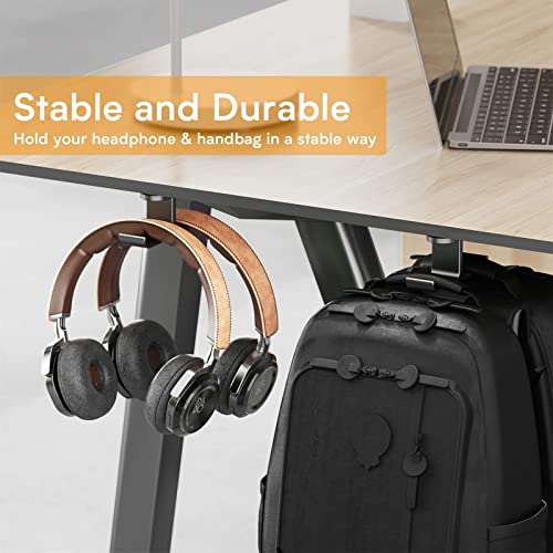 Headphone Stand Headphone Hanger Stand Under Desk Hook 360° Rotation Ball Plunger Hanger Aluminum Stick-On Adhesive Dual Headsets Holder Mount PC Gaming Accessories Headset Holder