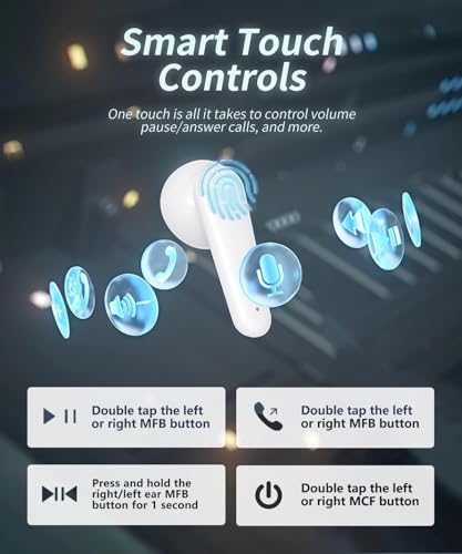 2026 New Wireless Bluetooth in‑Ear Earphones, Dual LED Screen & Built‑in ENC Microphone, 48‑Hour Total Playback Time, IP7 Sweat‑Resistant Sports Headphones, White