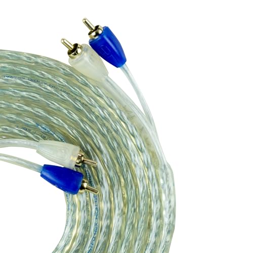 Scosche e2 ERCA12 2-Channel Twisted Pair RCA Interconnect Audio Cables - 2CH OFC Car Stereo Connector Cable - 24 Karat Plated Gold Connectors - 12 Foot Male to Male