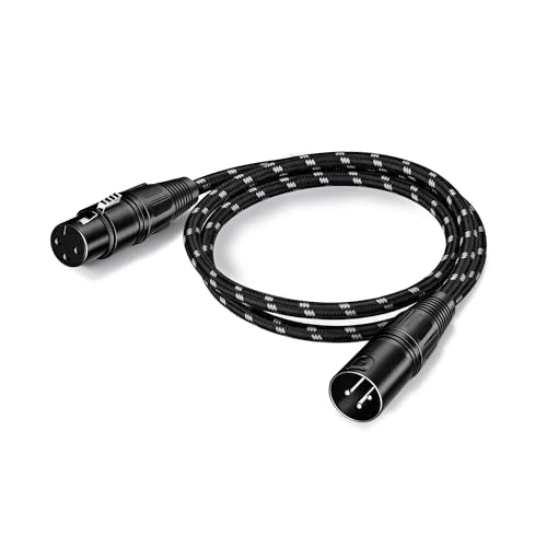 XLR Cables Microphone Cable 3 Ft 2 Pack, 3-Pin Male to Female Balanced Audio Cable, Nylon Braided Short Mic Cord OFC Conductor