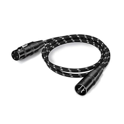 XLR Cables Microphone Cable 3 Ft 2 Pack, 3-Pin Male to Female Balanced Audio Cable, Nylon Braided Short Mic Cord OFC Conductor